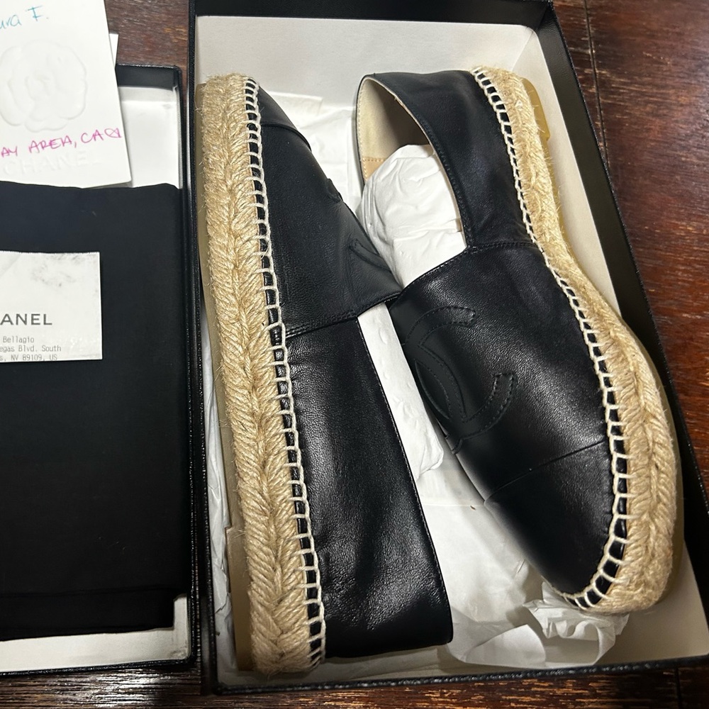 All Black Chanel Lambskin Espadrilles